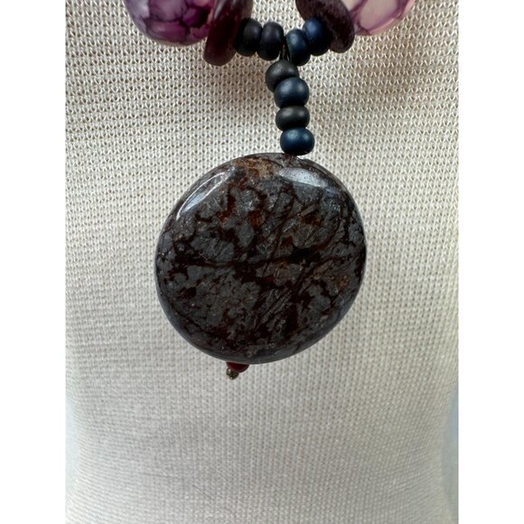 Ferruginous Quartz & Dragon Vein Agate Healing Stones Necklace 10" - Picture 5 of 16